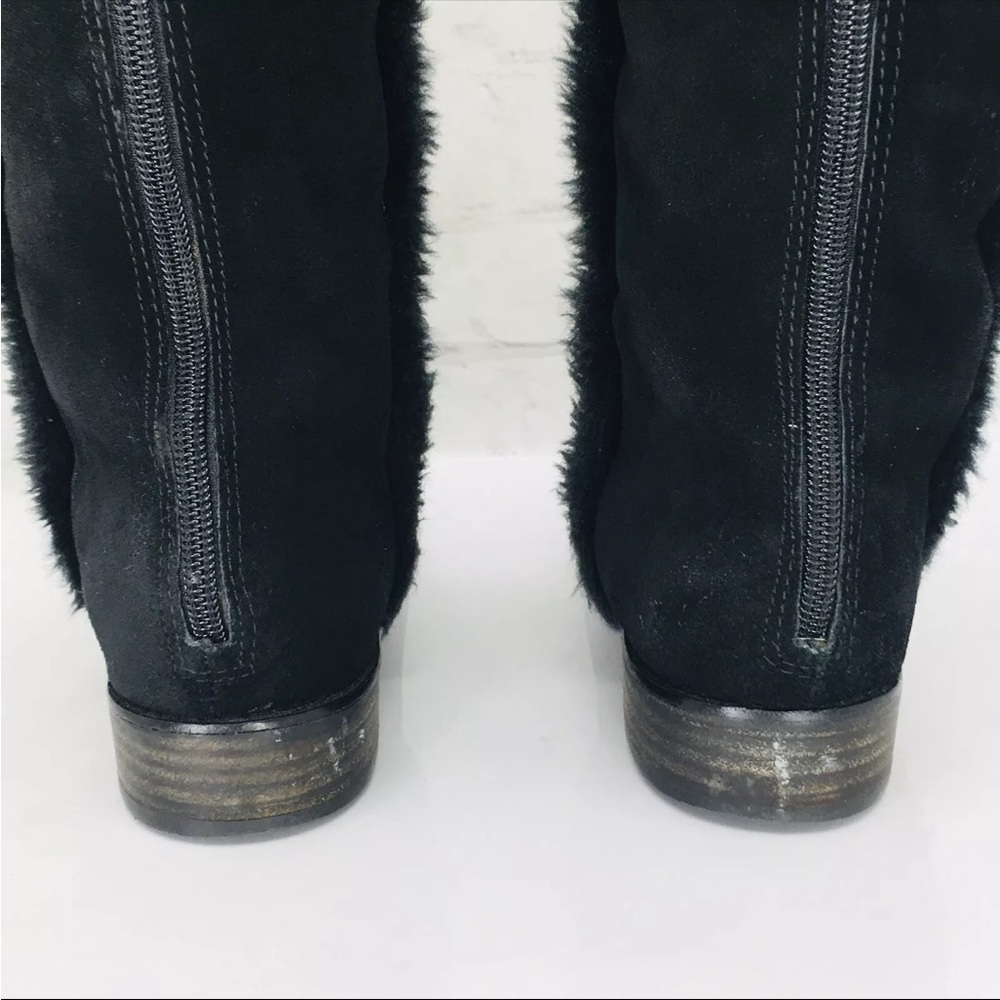 BCBG Tall black Suede Leather Fur Lined Black Boots - Picture 11 of 15